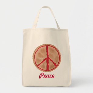 Cherry Pie Peace Sign, Tote Bags