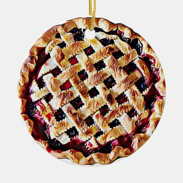 Cherry Pie Yummy Food Christmas Ceramic Tree Decoration (Front)