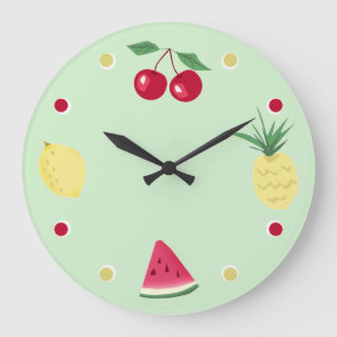 Cherry, pineapple, lemon and watermelon large cloc clock