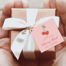 Cherry Pink and Red Girl 1st Birthday Thank You