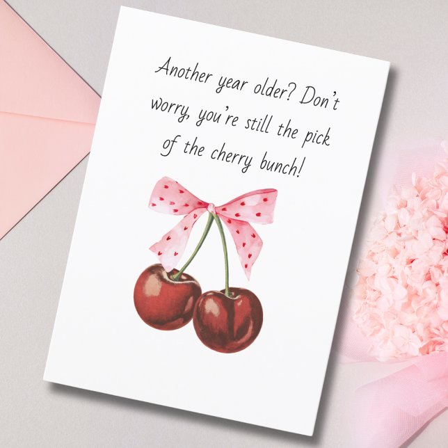 Cherry Pink Bow Funny boyfriend husband Birthday Holiday Card (Creator Uploaded)