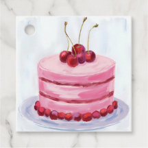 Cherry Pink Cake Watercolor Celebration Party