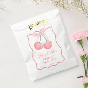 Cherry pink coquette baby shower favour bags