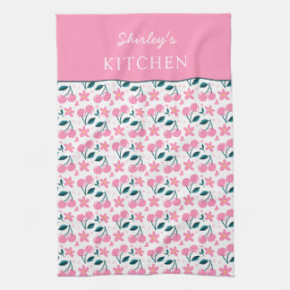 Cherry Pink Personalized Tea Towel | Custom Name K