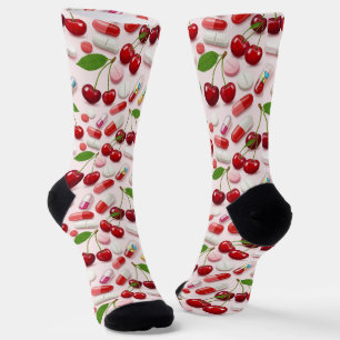Cherry Pink Pills Pharmacy Socks