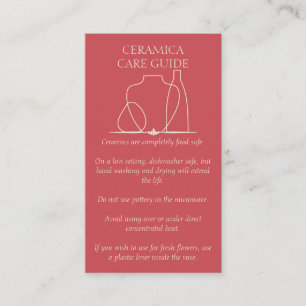 Cherry Pink Pottery Vase Ceramic Clay Instruction Business Card