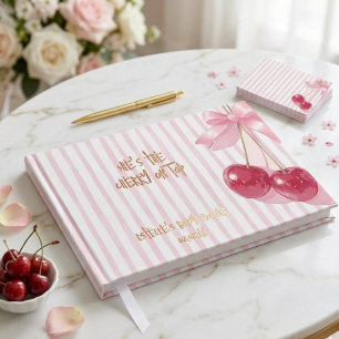 Cherry Pink Red Retro Bow Summer Shower Guest Book