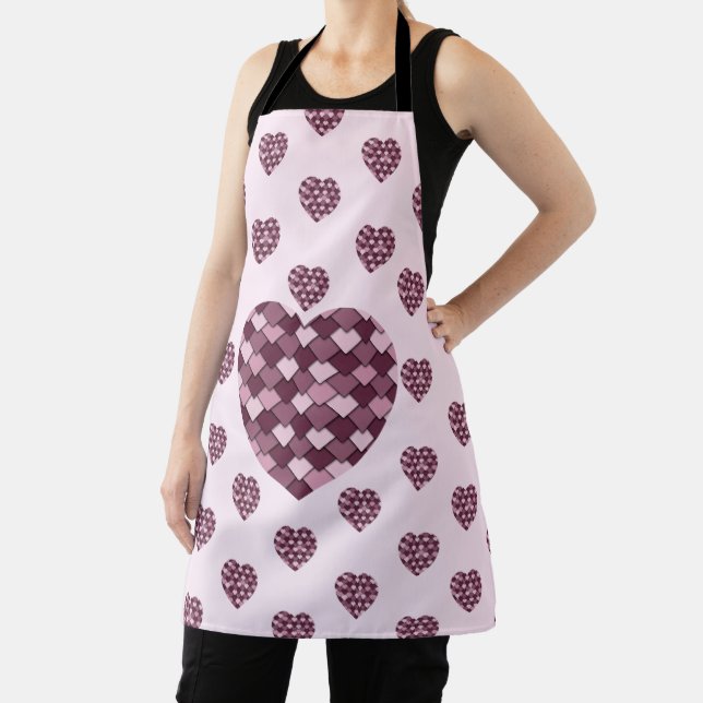 Cherry Pink Square and Diamond heart Apron (Insitu)