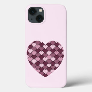 Cherry Pink Square and Diamond heart iPhone 13 Case
