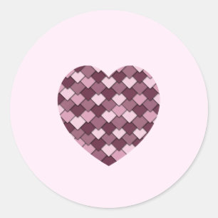 Cherry Pink Square and Diamond heart Classic Round Sticker