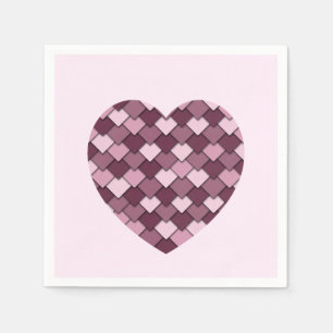 Cherry Pink Square and Diamond heart Napkin