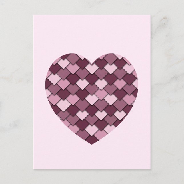 Cherry Pink Square and Diamond heart Postcard (Front)