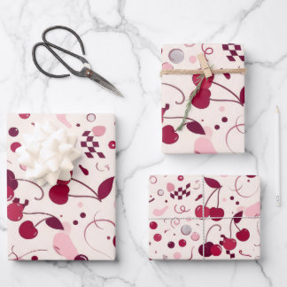 Cherry Pink Y2K Seamless gift bag | Cute Aesthetic Wrapping Paper Sheet
