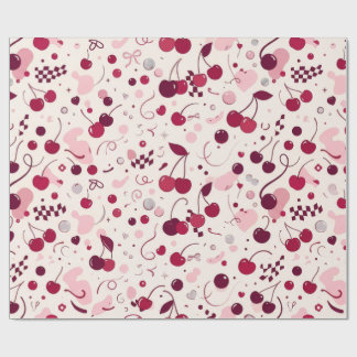 Cherry Pink Y2K Seamless Wrapping Paper | Cute Aes