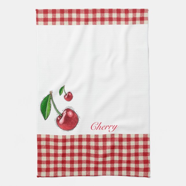 Cherry  plaid Kitchen Towels (Vertical)