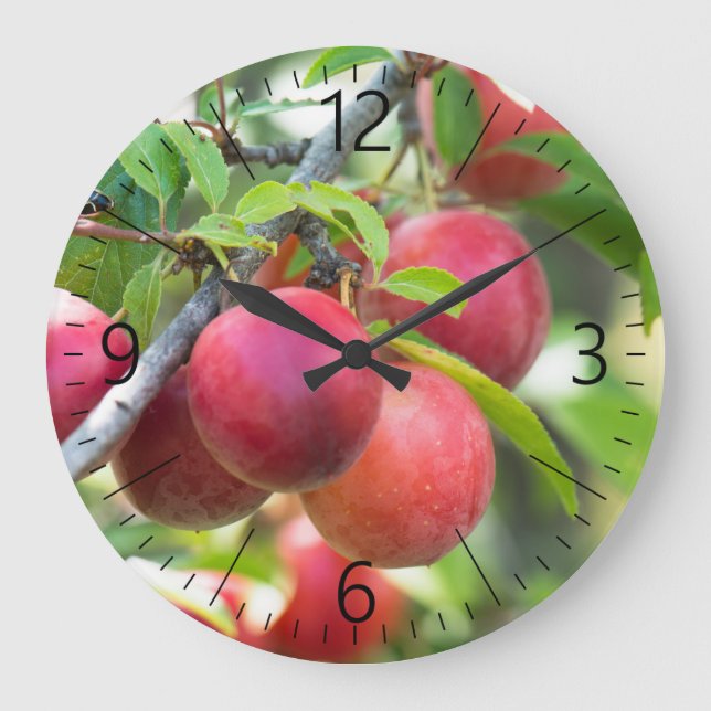 Cherry plum on branch large clock (Front)