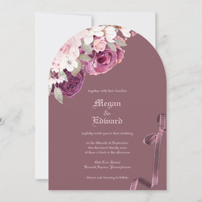 Cherry Plum Rose Invitation (Front)