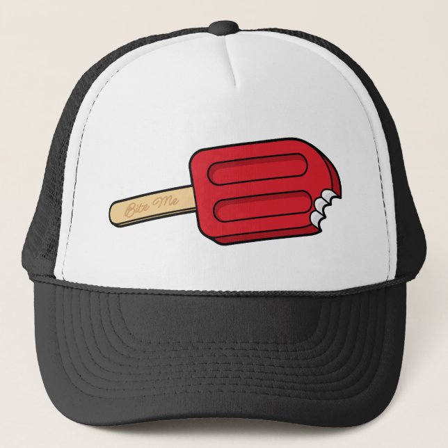 Cherry Popsicle Bite Me Hat (White/Black) (Front)