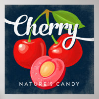 Cherry Poster Vintage Fruit Label