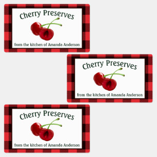 Cherry Preserves Cherries Plaid Food Label