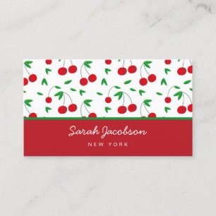 Cherry Print Retro Modern Luxury Business Card
