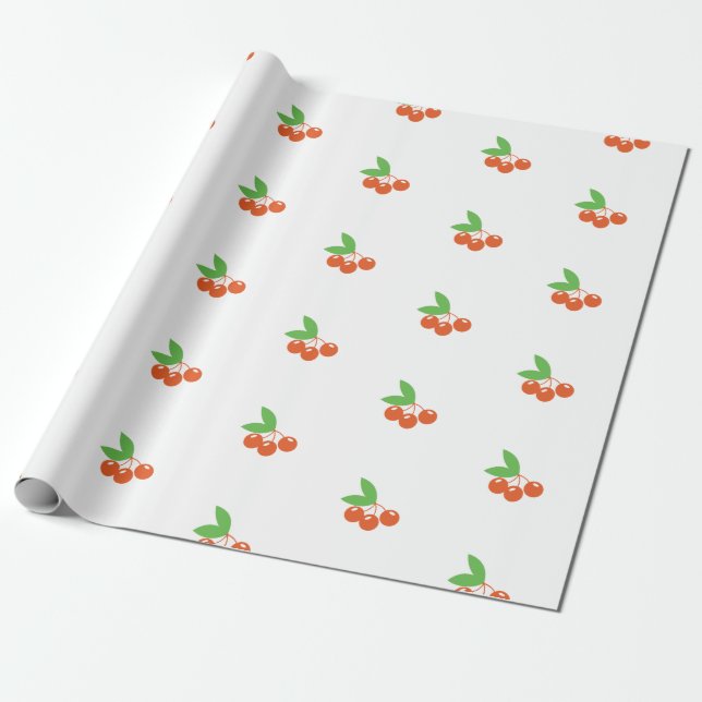 Cherry Print Wrapping Paper (Unrolled)