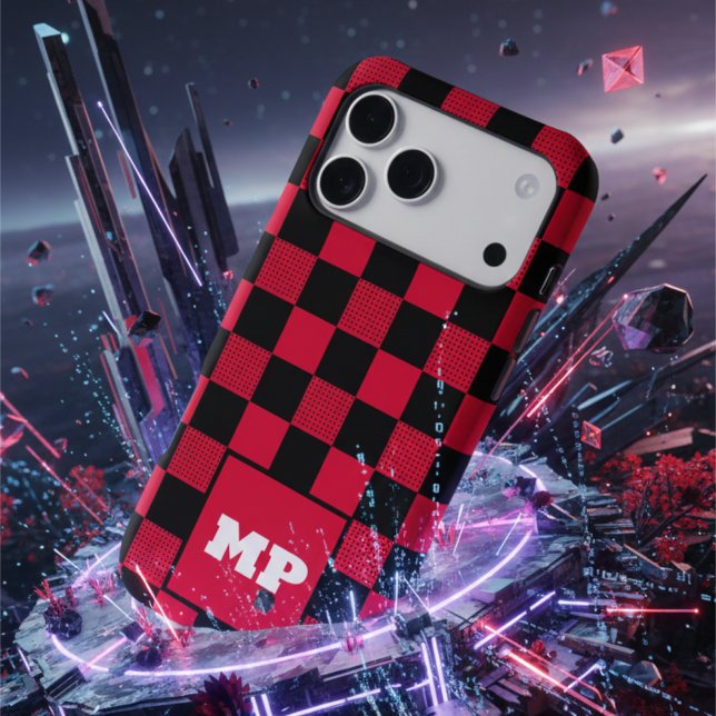 Cherry Red & Black Checkerboard Monogram Bold (Creator Uploaded)