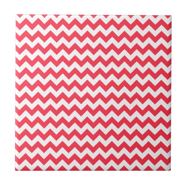 Cherry Red Chevron Zigzag Tile (Front)