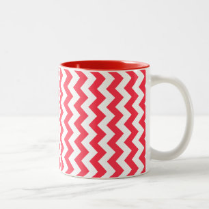 Cherry Red Chevron Zigzag Two-Tone Coffee Mug