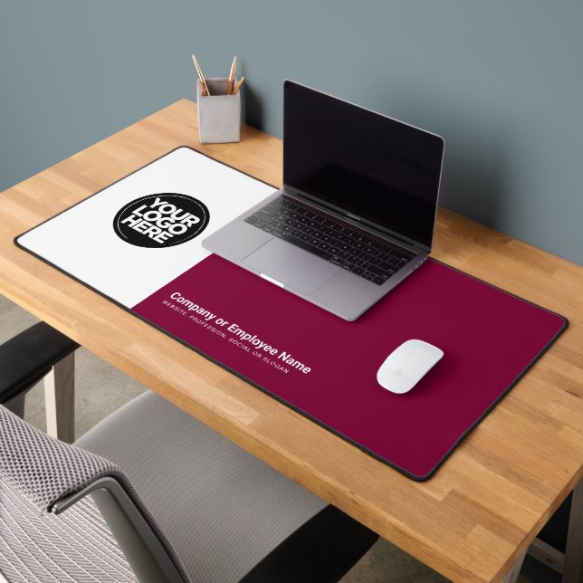 Cherry Red | Custom Business Logo Name, Slogan Desk Mat (Office 2)