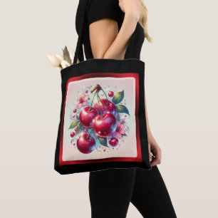 Cherry Red Cute Cherries Floral Girly Pink Tote Bag