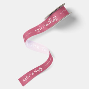 Cherry Red Feminine Merry & Bright Custom Name Satin Ribbon