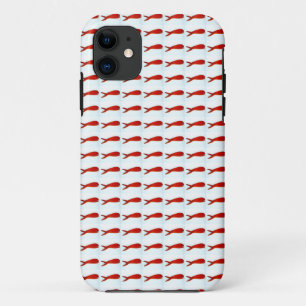 cherry red fish on white pattern iPhone 11 case