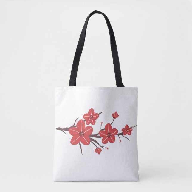 Cherry red flowers pattern ! tote bag (Front)