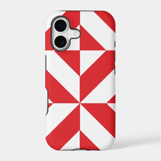Cherry Red Geometric Deco Cube Pattern (Back)