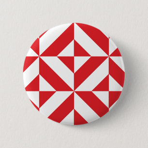 Cherry Red Geometric Deco Cube Pattern 6 Cm Round Badge