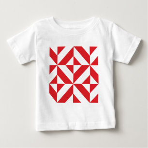 Cherry Red Geometric Deco Cube Pattern Baby T-Shirt