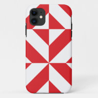 Cherry Red Geometric Deco Cube Pattern