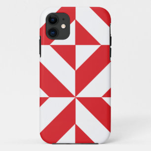 Cherry Red Geometric Deco Cube Pattern iPhone 11 Case