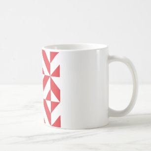 Cherry Red Geometric Deco Cube Pattern Coffee Mug
