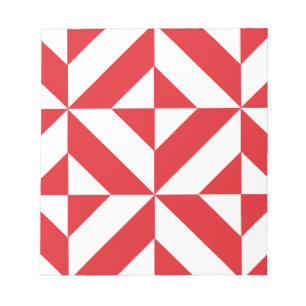 Cherry Red Geometric Deco Cube Pattern Notepad