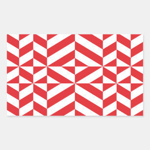 Cherry Red Geometric Deco Cube Pattern Rectangular Sticker
