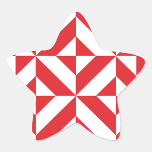 Cherry Red Geometric Deco Cube Pattern Star Sticker