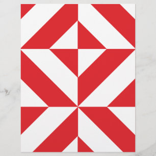 Cherry Red Geometric Deco Cube Scrapbook Paper