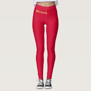 Cherry Red Gold Colours Professional Trendy Modern Leggings