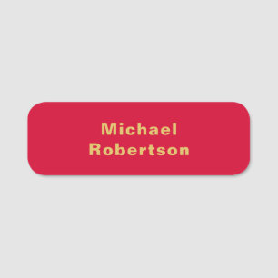 Cherry Red Gold Colours Professional Trendy Modern Name Tag