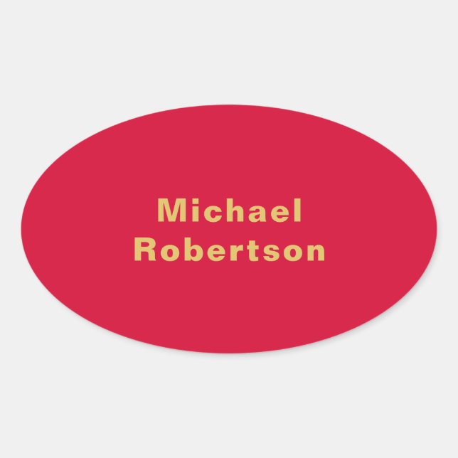 Cherry Red Gold Colours Professional Trendy Modern Oval Sticker (Front)