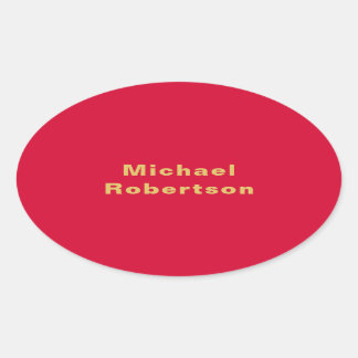 Cherry Red Gold Colours Professional Trendy Modern Oval Sticker