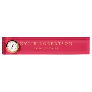 Cherry Red & Gold Colours Professional Trendy Plai Nameplate