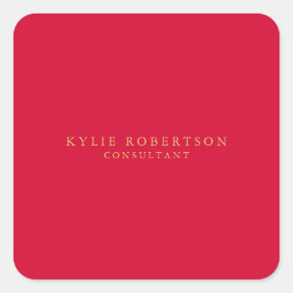 Cherry Red & Gold Colours Professional Trendy Plai Square Sticker